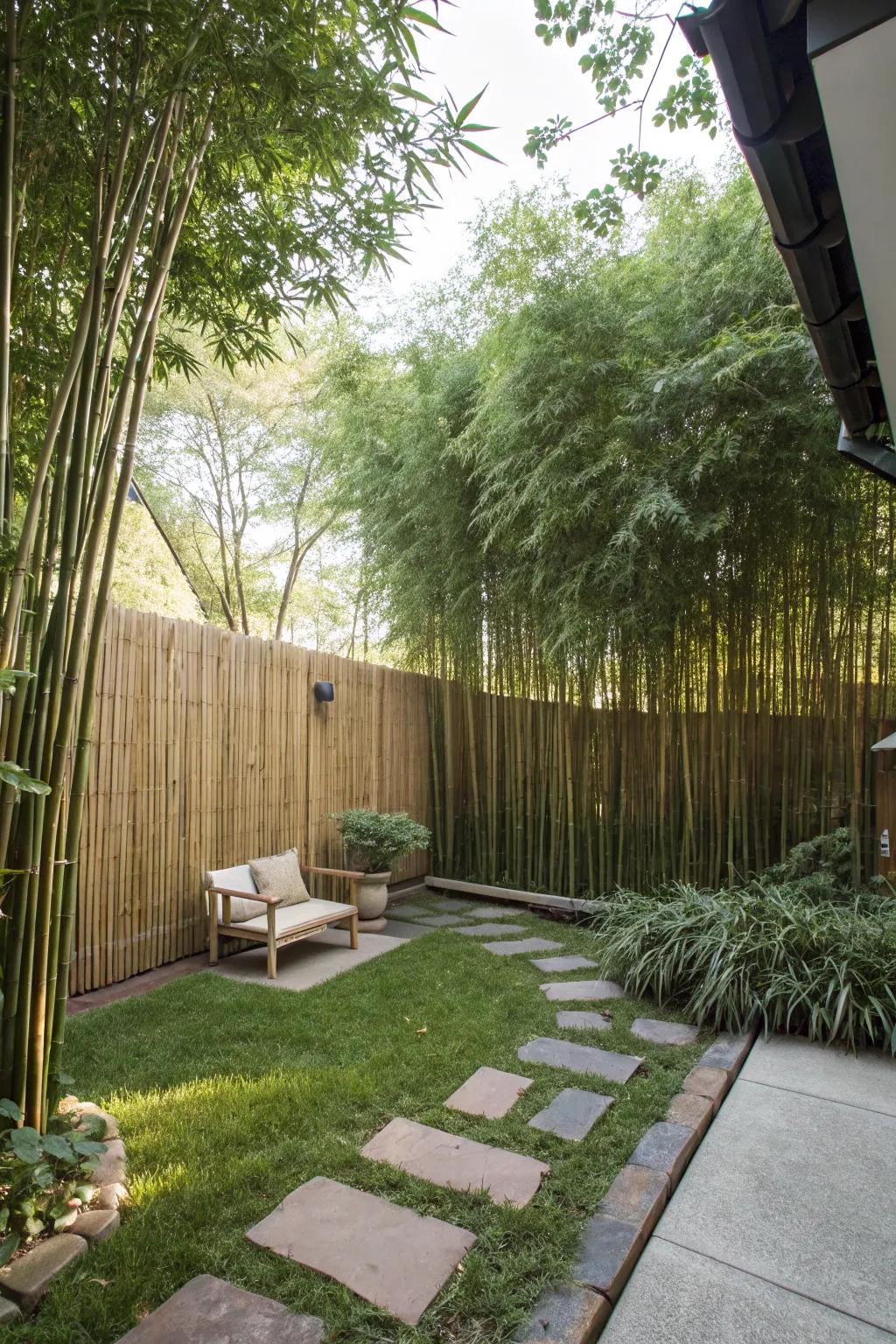 Tall bamboo delivering a swift and natural privacy resolution.
