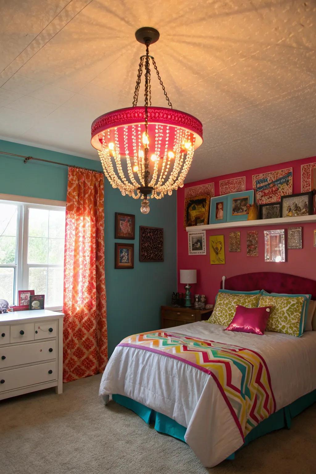 Funky ceiling lights make a bold statement.