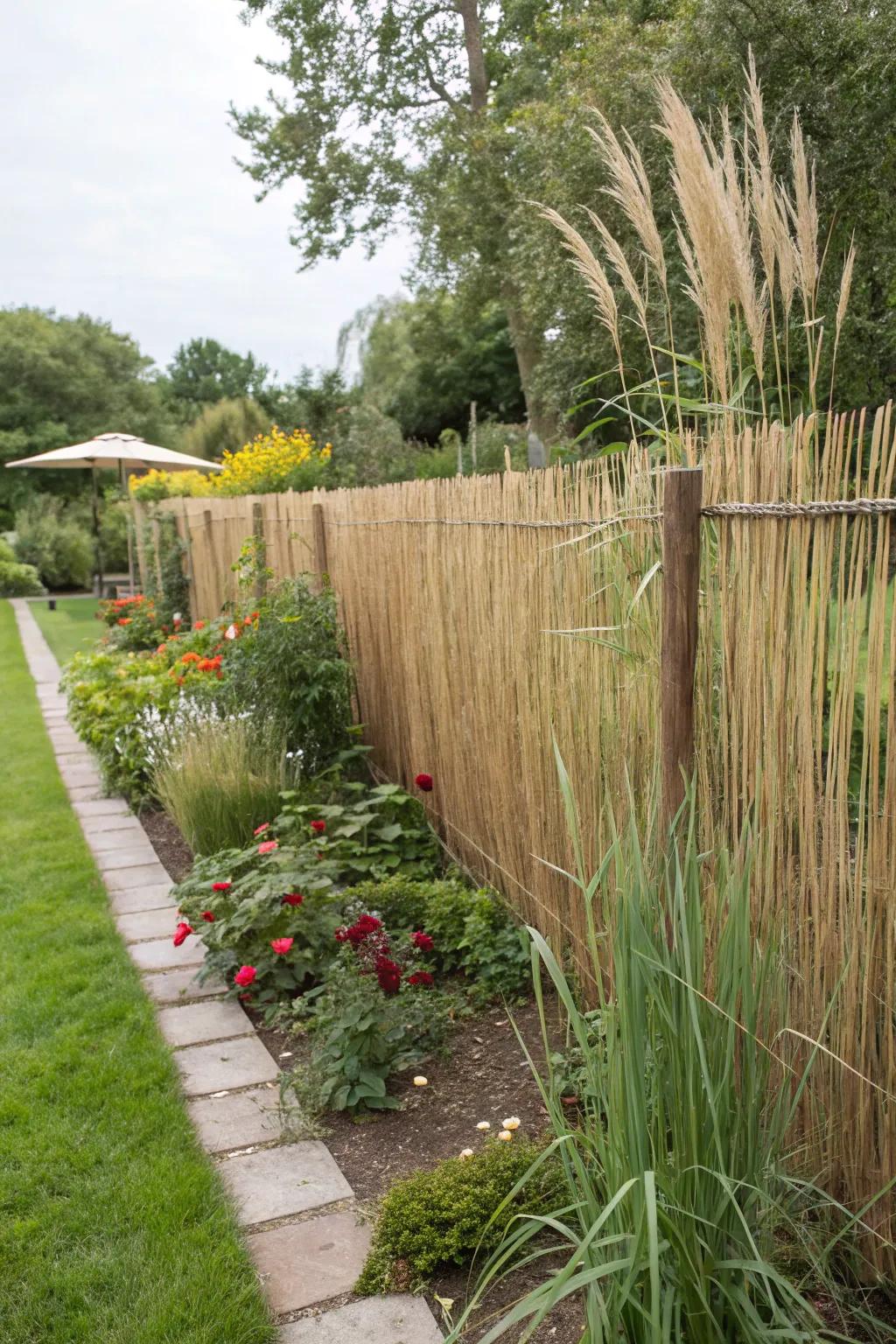Sedge boards provide fast and fashionable privacy with an exotic feel.