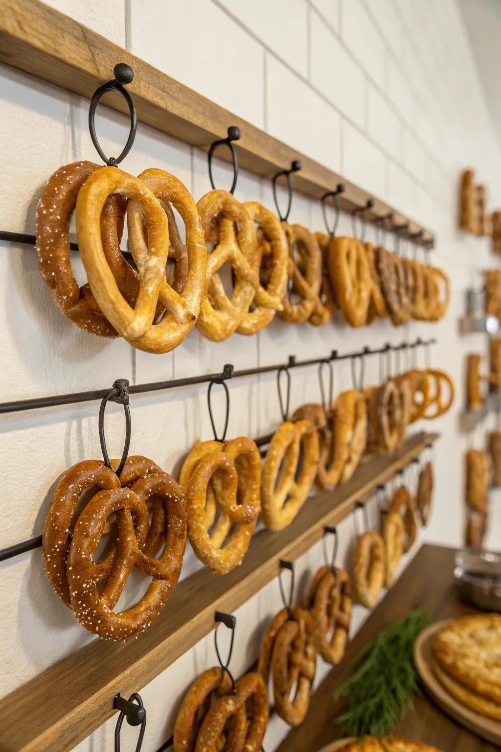 A pretzel feature adds a distinctive snack presentation.