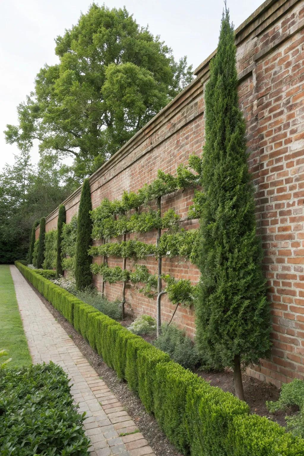 Espalier Emeralds for a distinctive vertical botanical attribute.