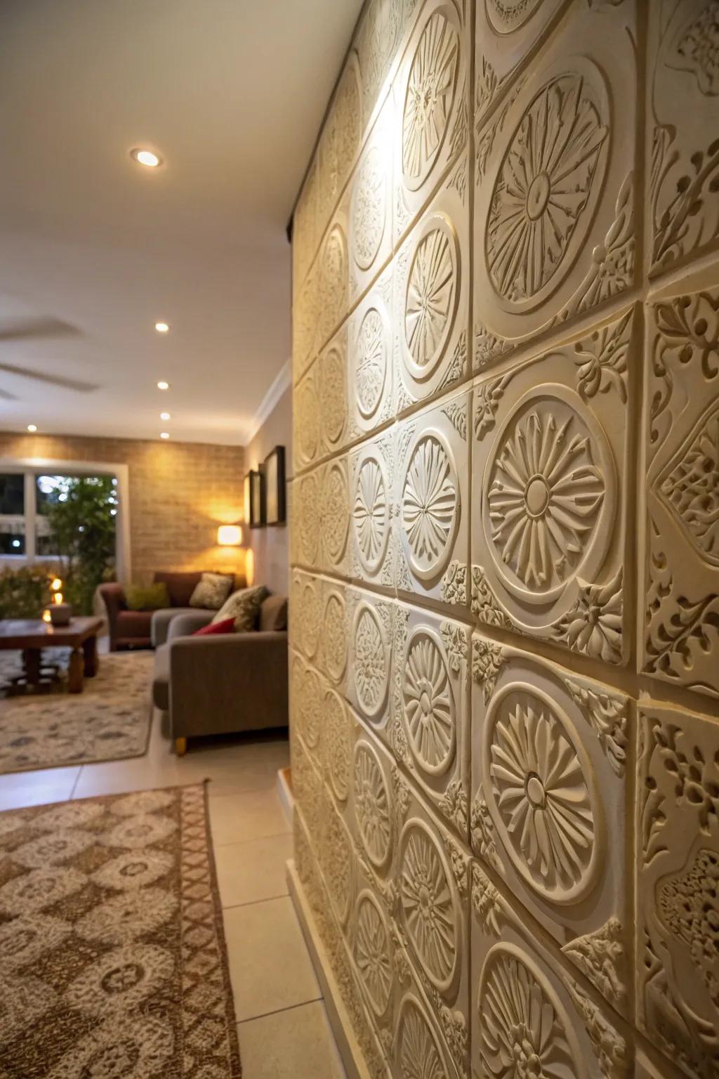 Fashion depth plus intrigue using textured tiling.