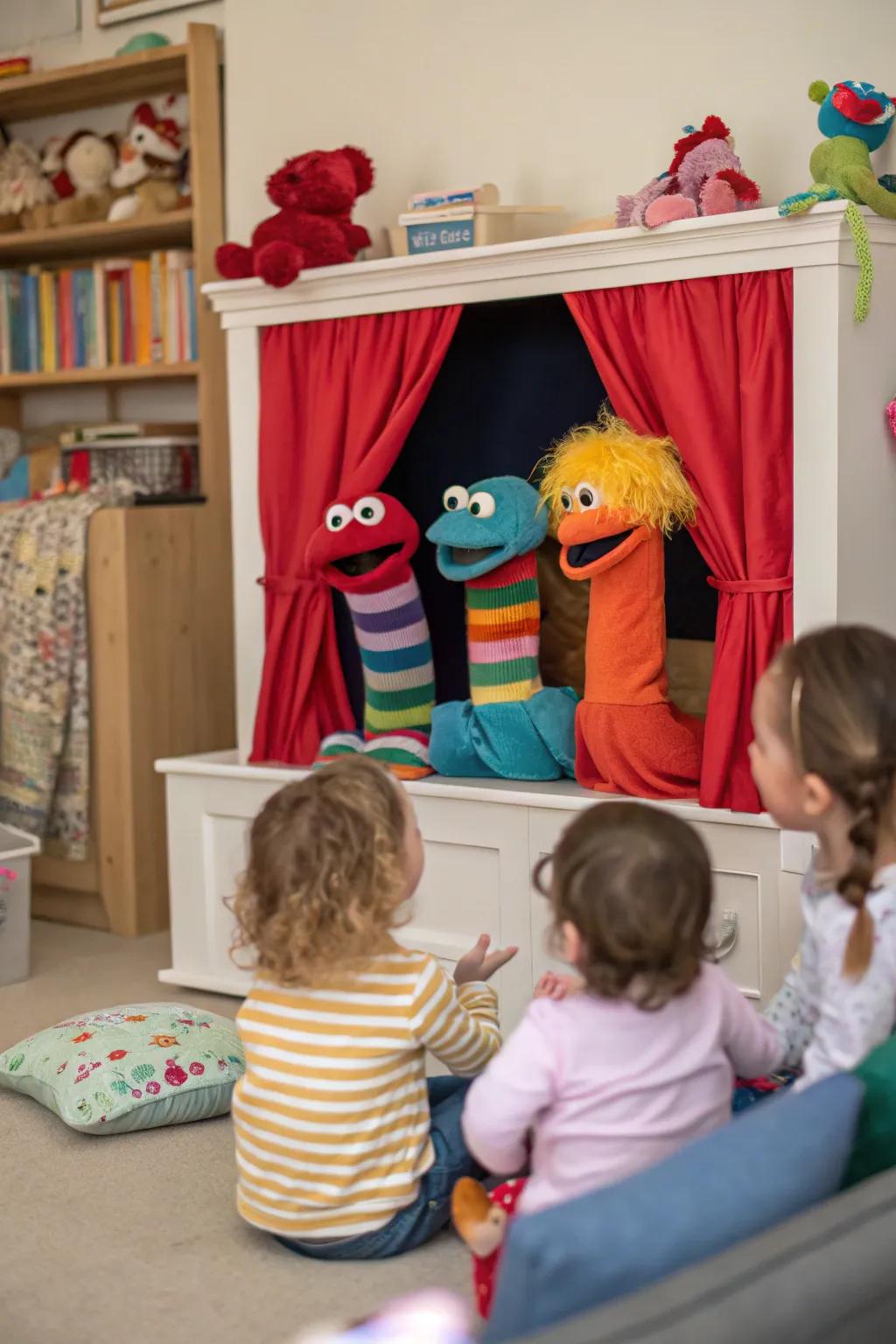 An interactive puppet show that brings joy and laughter to toddlers.