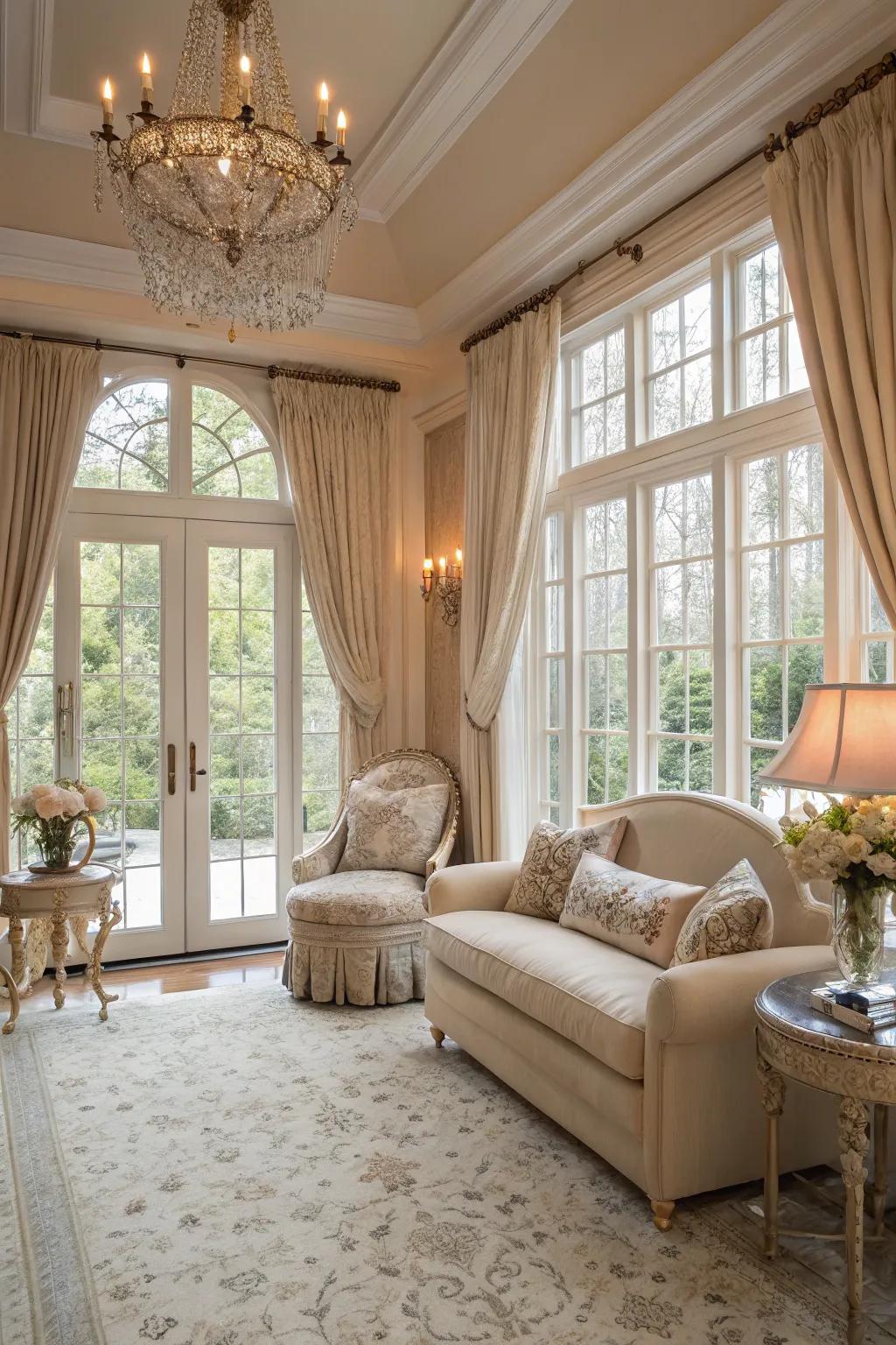 Dove gray walls in a sunroom that radiate understated sophistication.