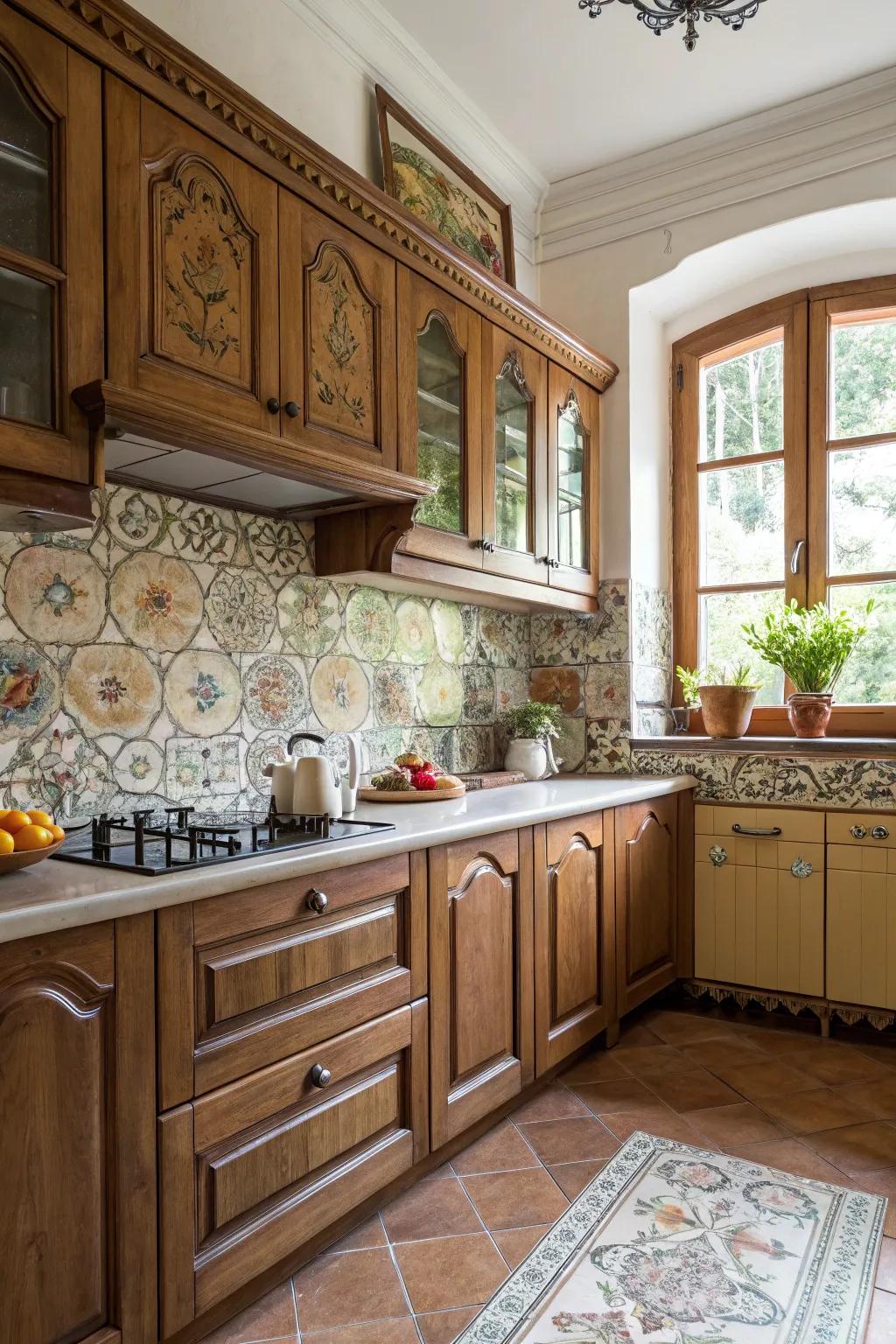 A textured backsplash introduces appeal and visual detail to the kitchen.