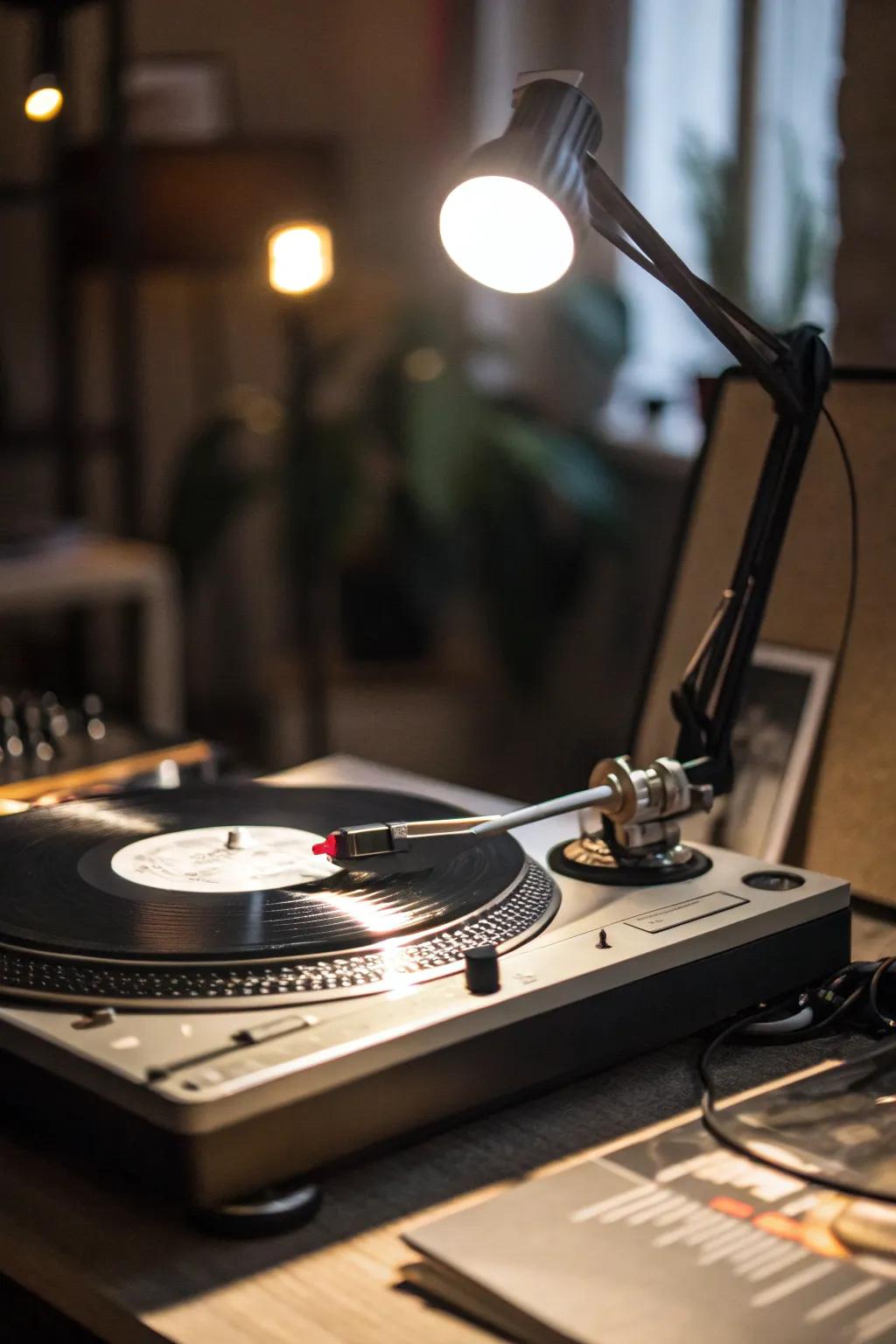 Job lighting providing practical light for record handling.