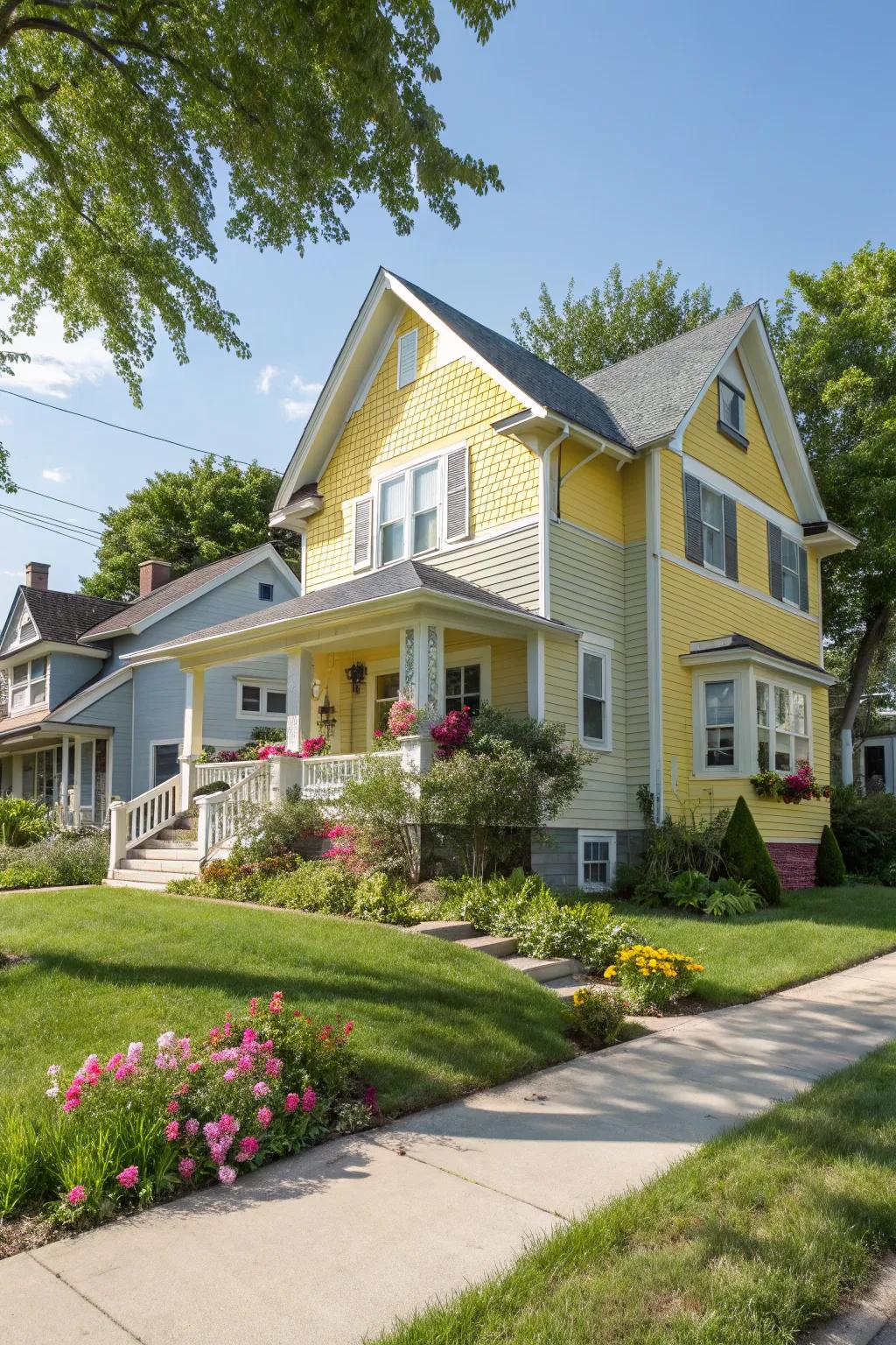Radiant sunflower and soft cloud cladding add a splash of cheer.