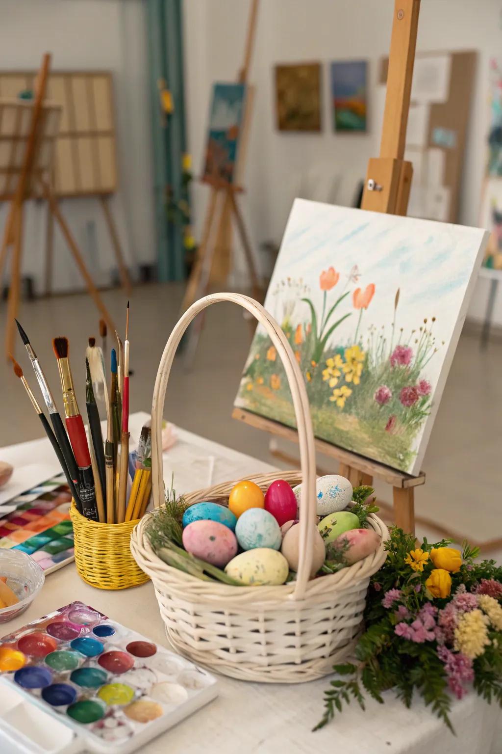 An artistic palette basket tailored for the imaginative soul.