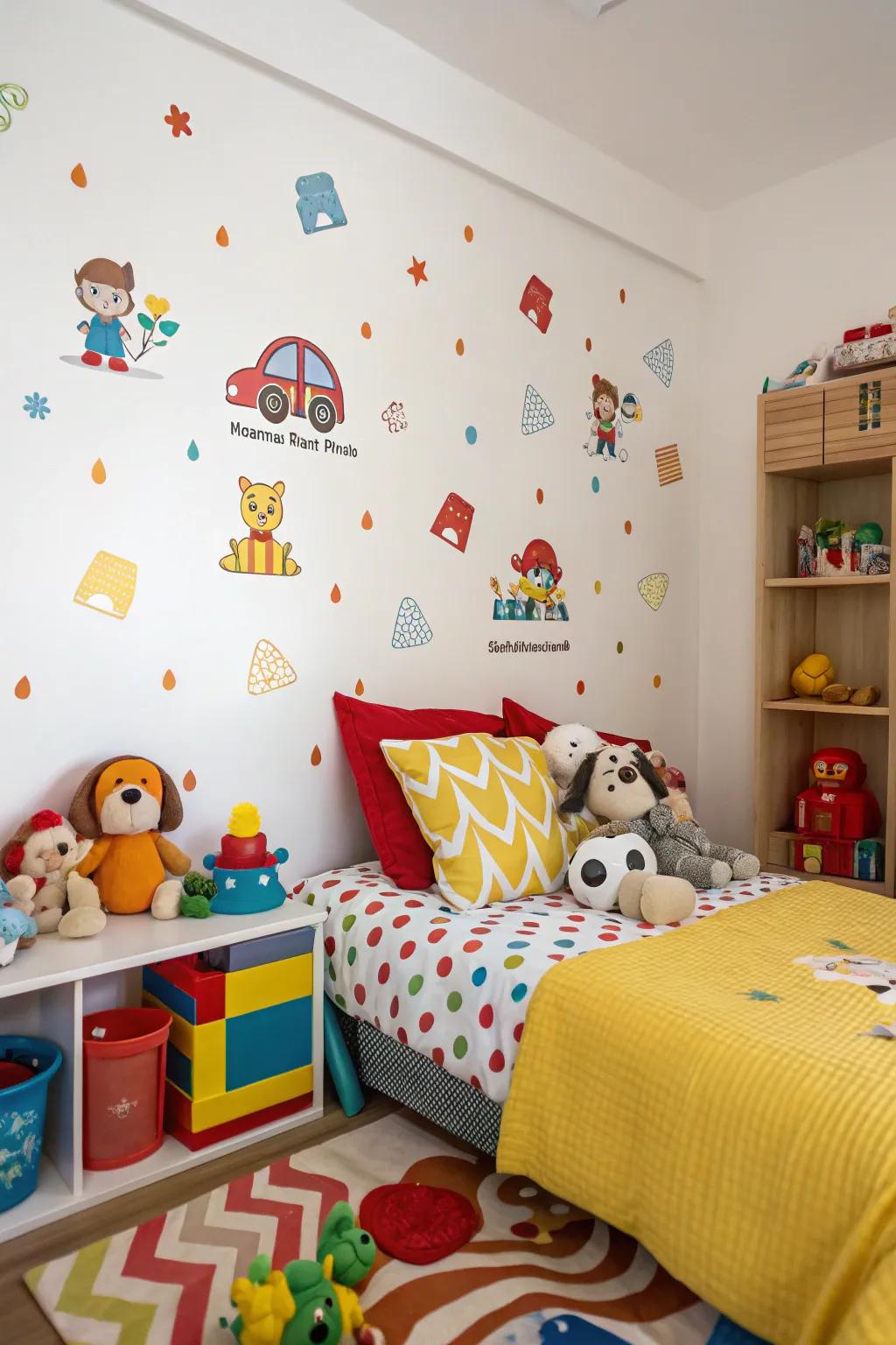 Merry appliqués fashion a fun and imaginative expanse for juveniles.