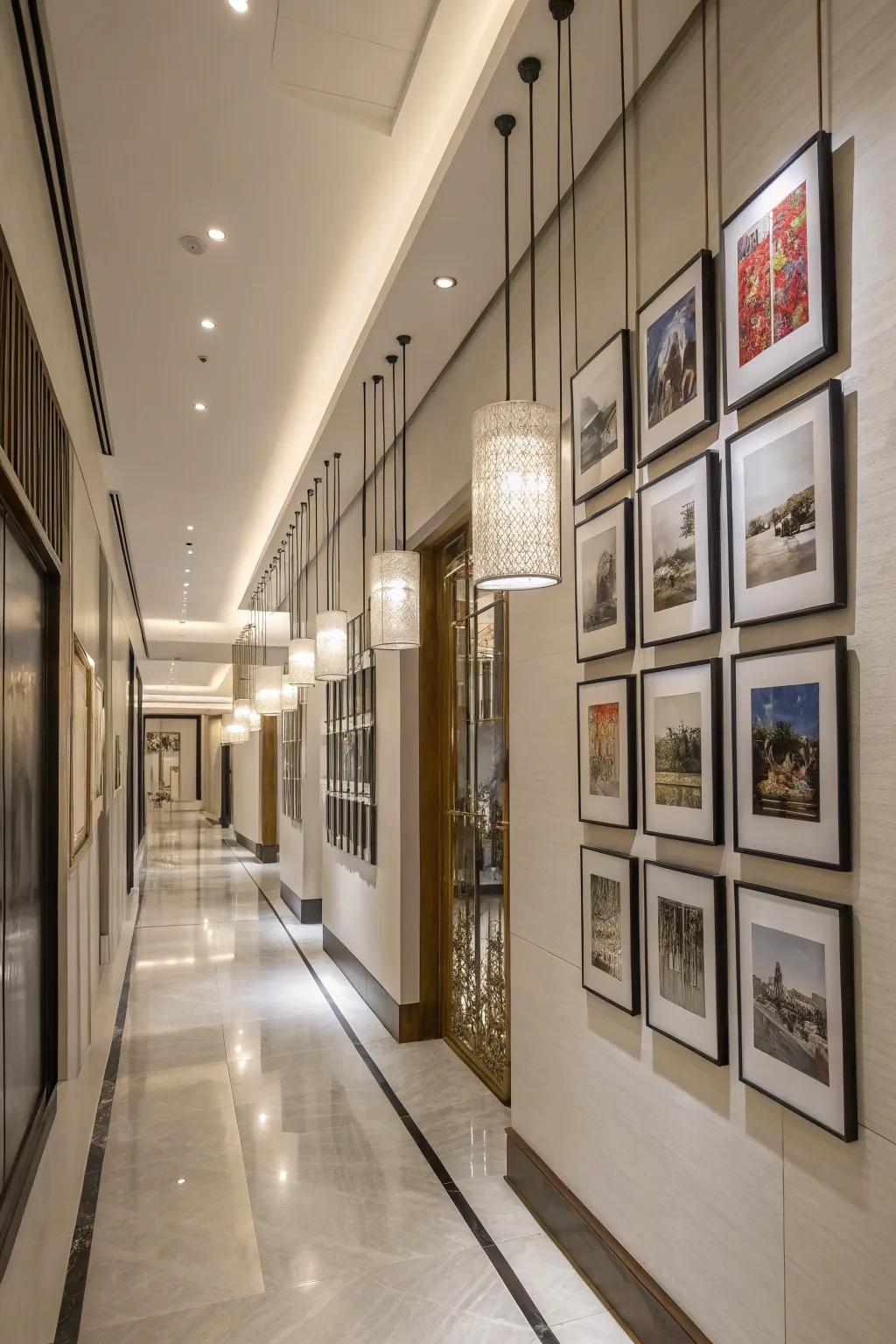 Suspended frames that contribute a contemporary twist.