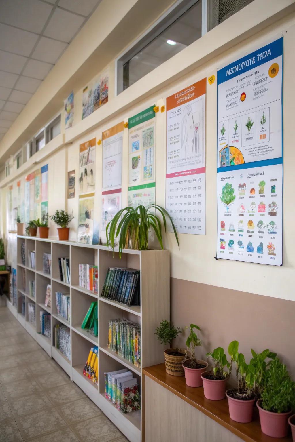 Arranging components along a school wall