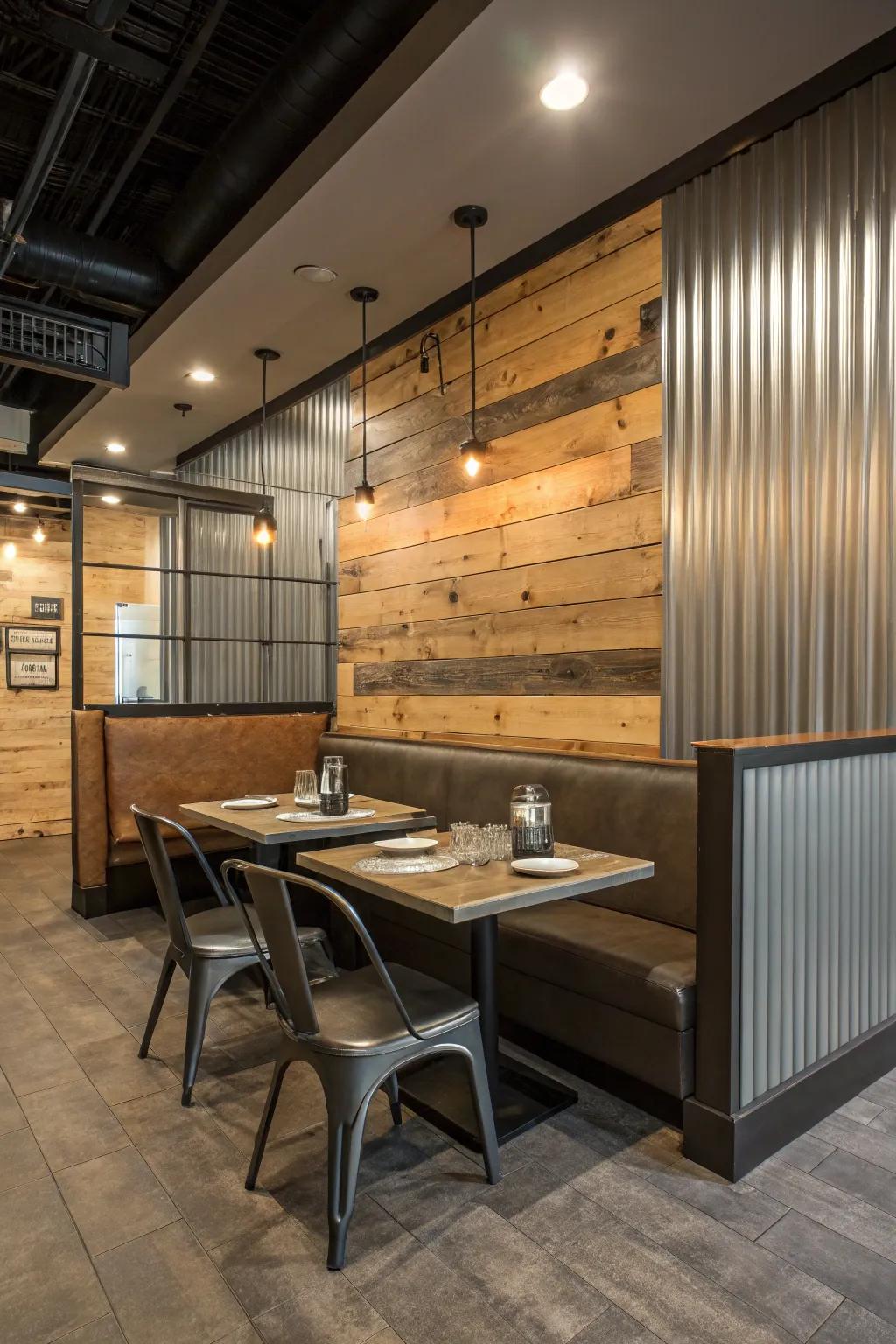 Blending materials crafts a standout and fashionable wall aesthetic.