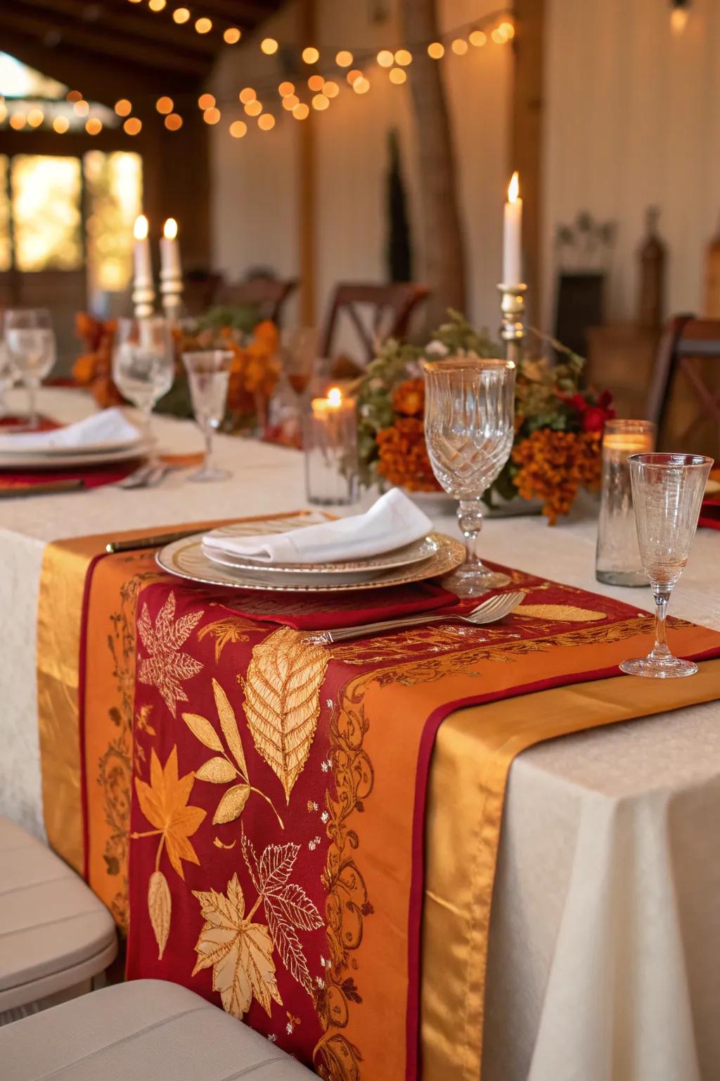 Time-relevant table pathways contribute texture and hue to wedding tablescapes.