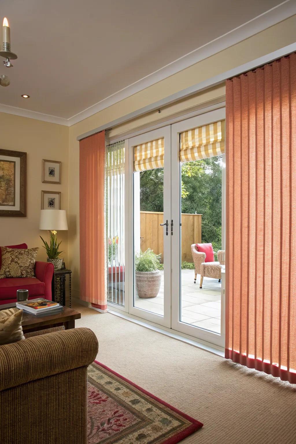Textured vertical window blinds bring personality to your space.