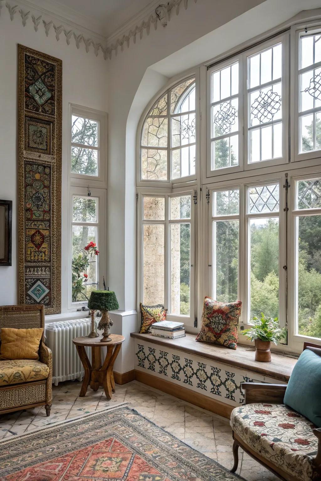 An eclectic amalgamation of modern and classic window aesthetics.