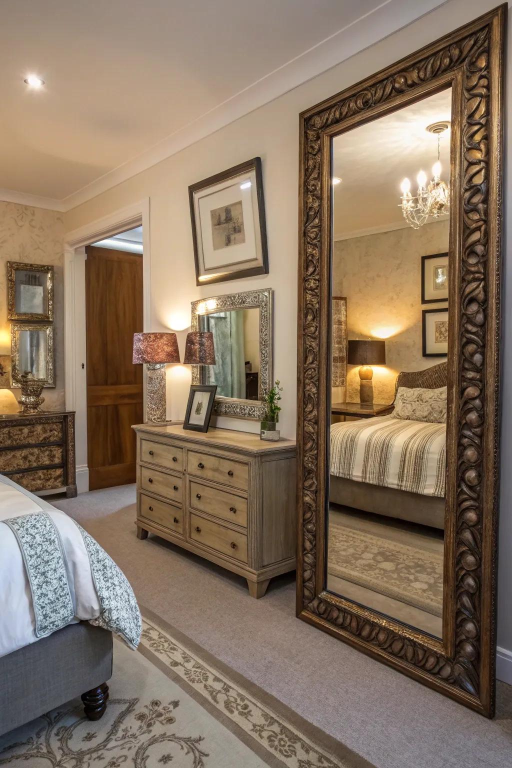 Mirrors craft the illusion of space and elevate luminosity.