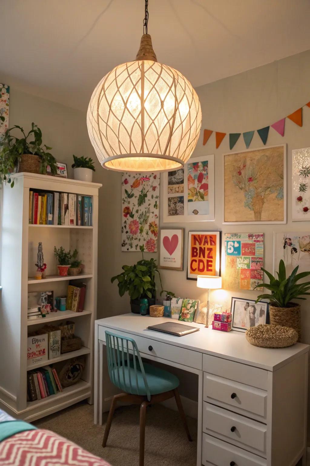 Unique lighting fixtures can serve as both functional and decorative elements.