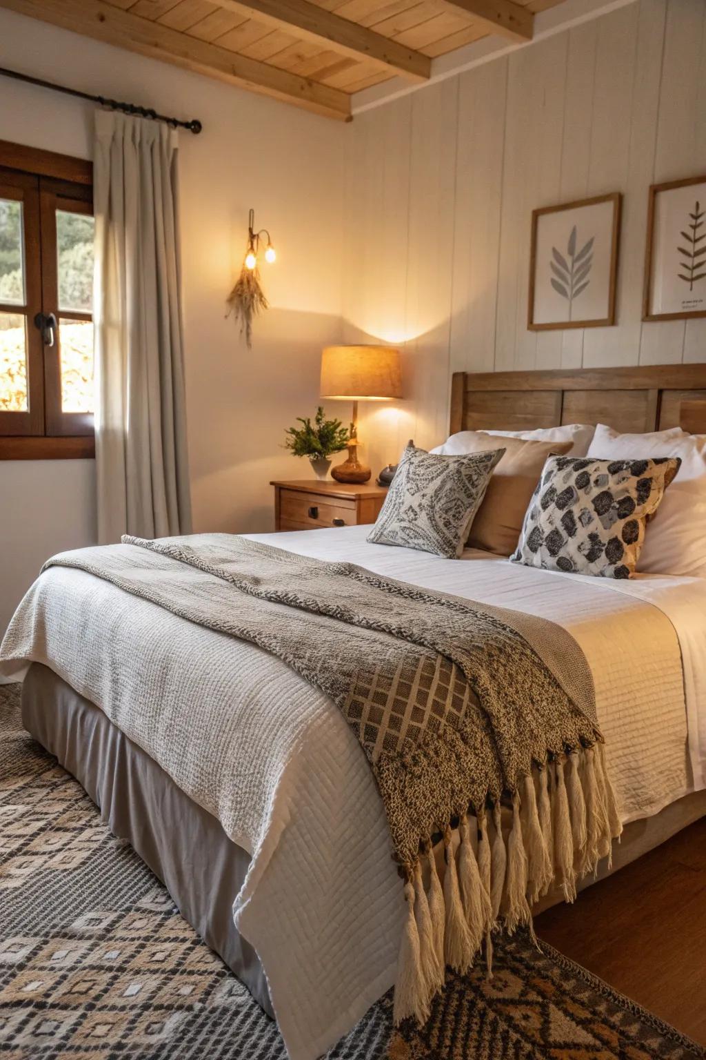 Textiles bring warmth and style to the room's decor