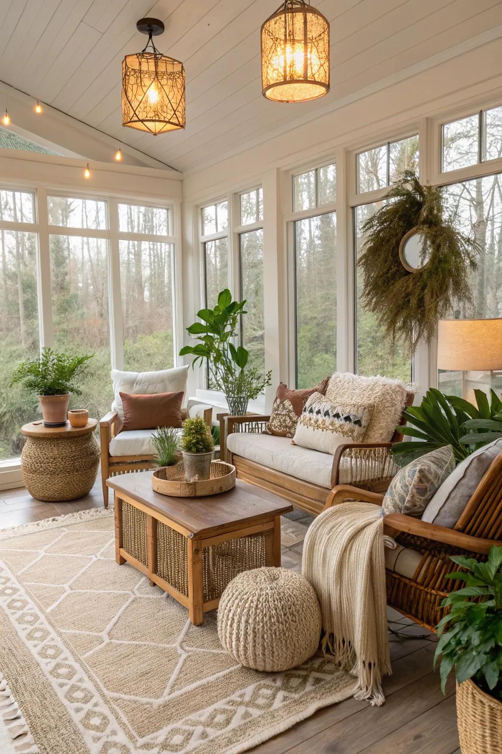 Organic tones that match the surroundings.