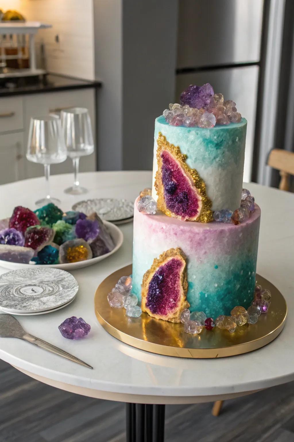 Geode cakes add a striking and unique element to celebrations.