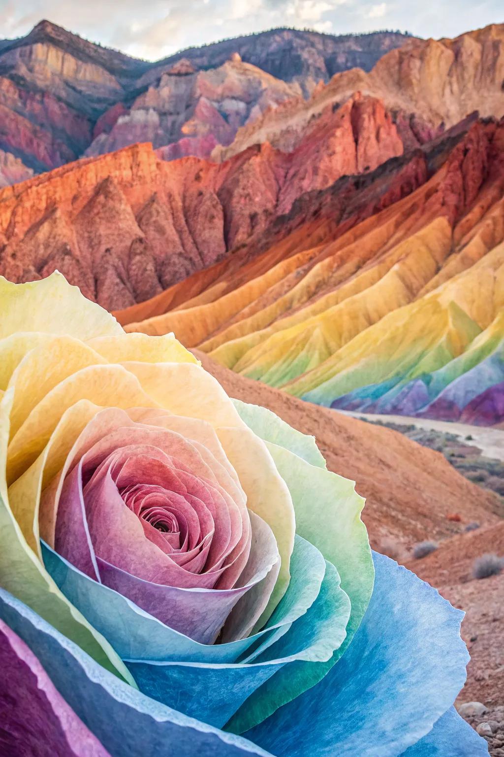 An abstract watercolor incorporating stratified colorations.