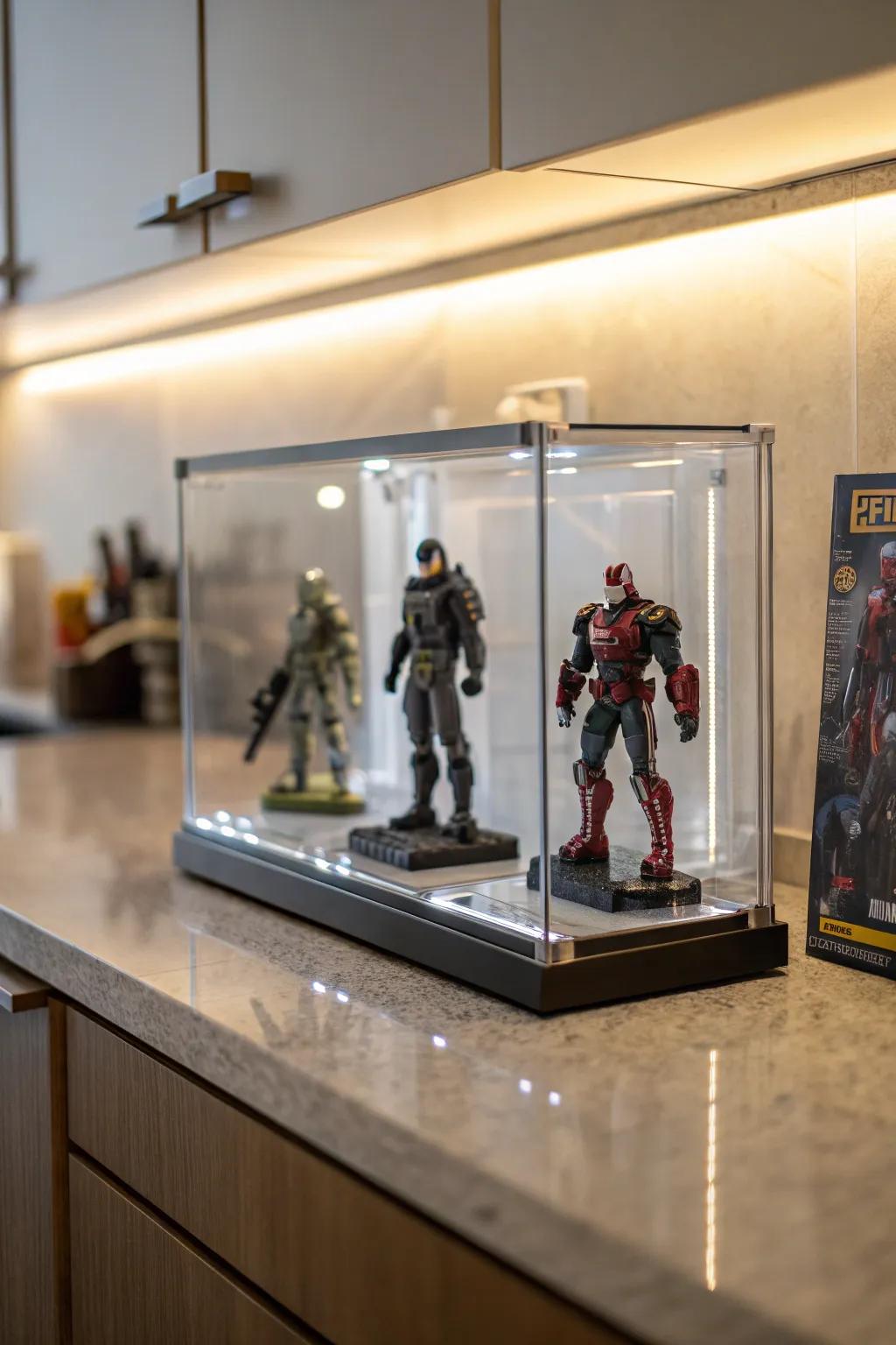Acrylic display cases provide superior clarity and protection.