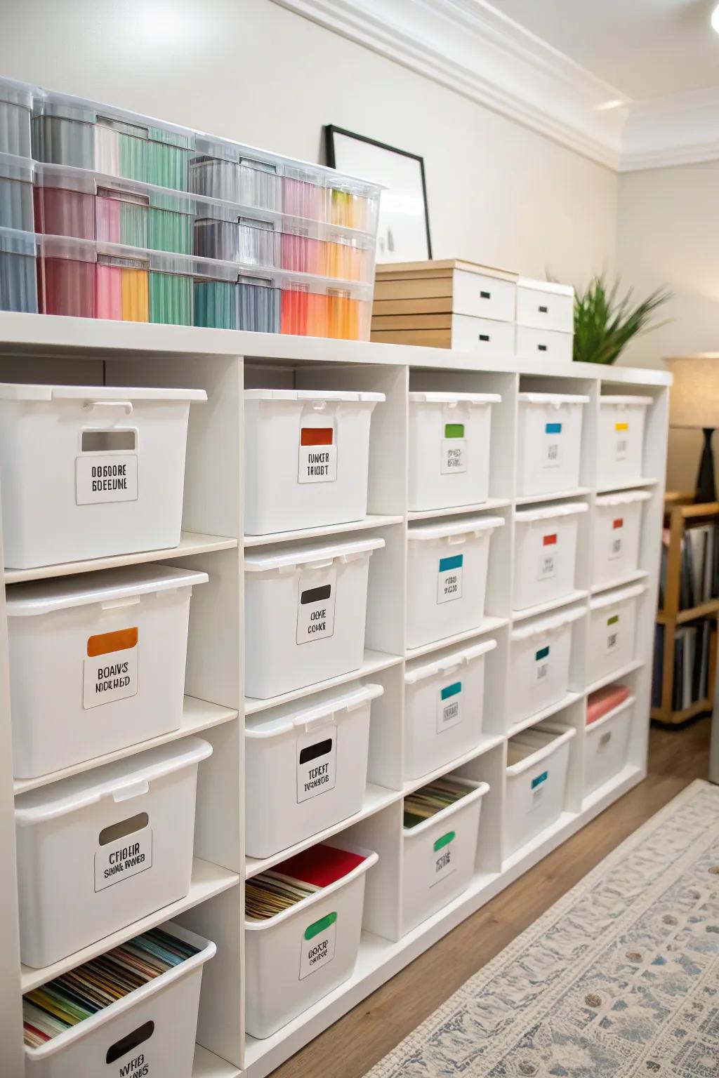 Stackable storage containers offering adaptable vinyl storage solutions.