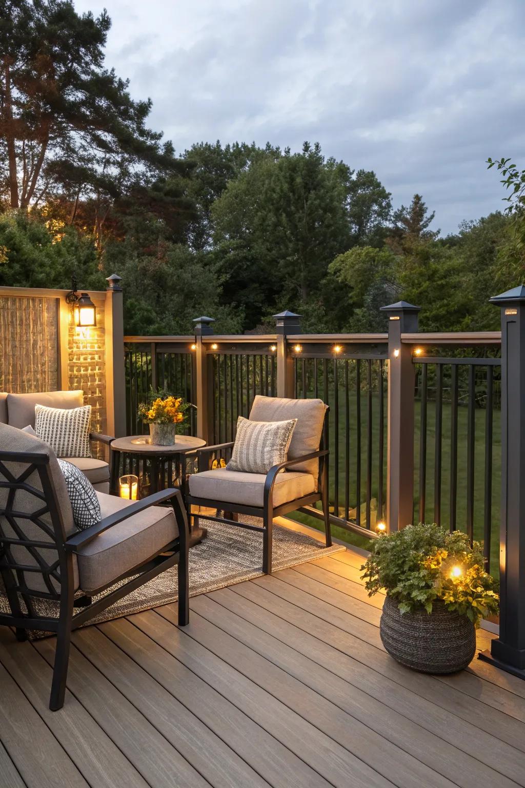 Fashionable alloy borders providing seclusion in a cozy nook.