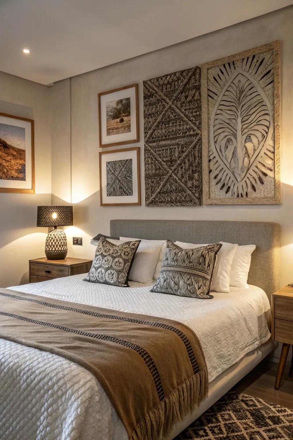 Incorporate dimension through textured artworks.