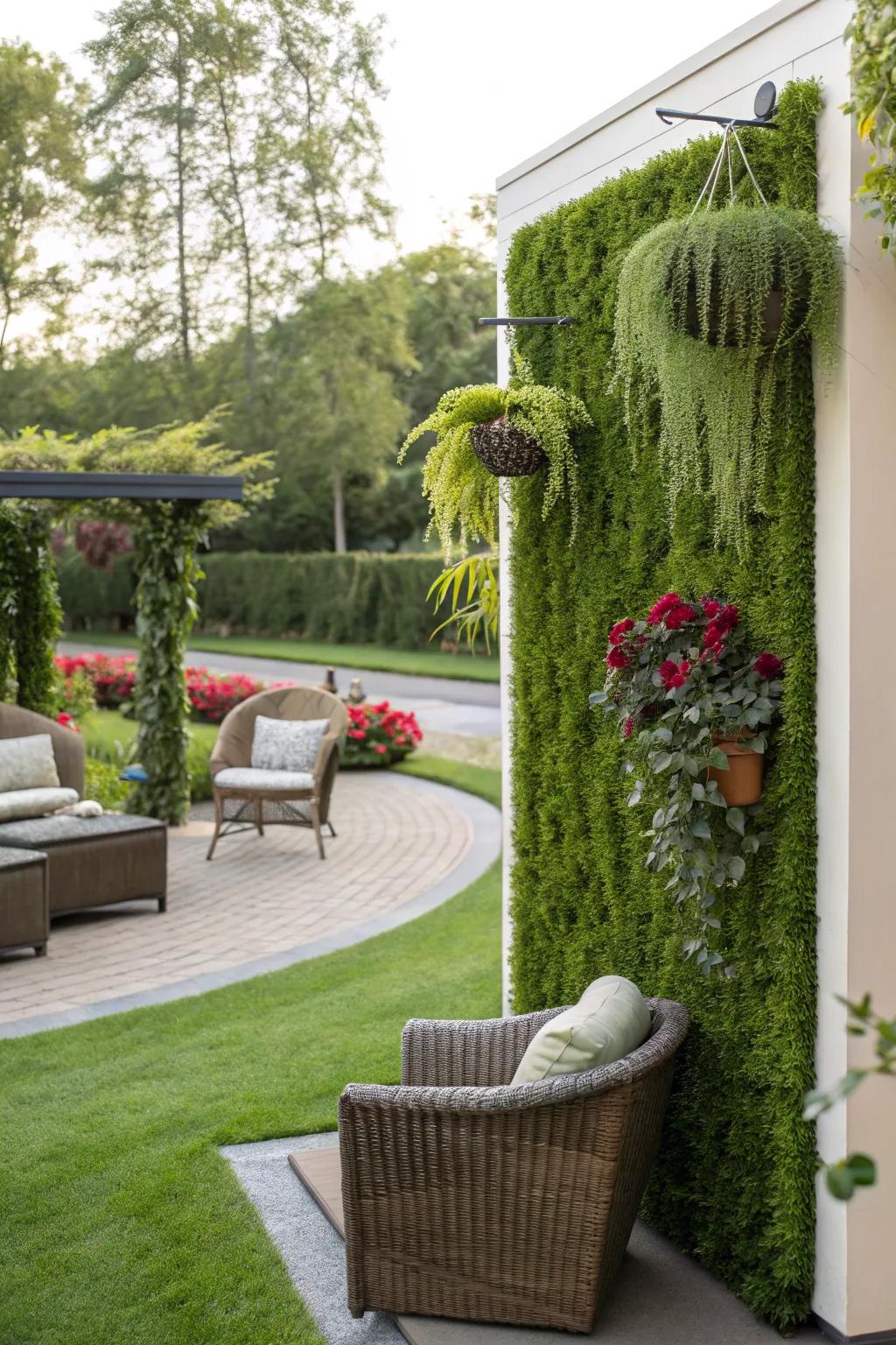 A striking decor wall made of synthetic turf.