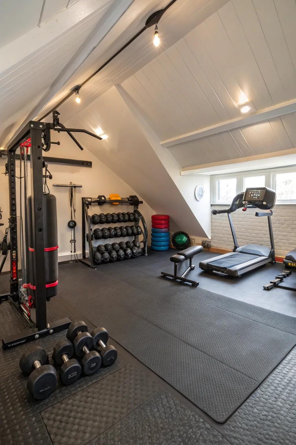 Strong flooring makes sure you’re safe and steady during workouts.