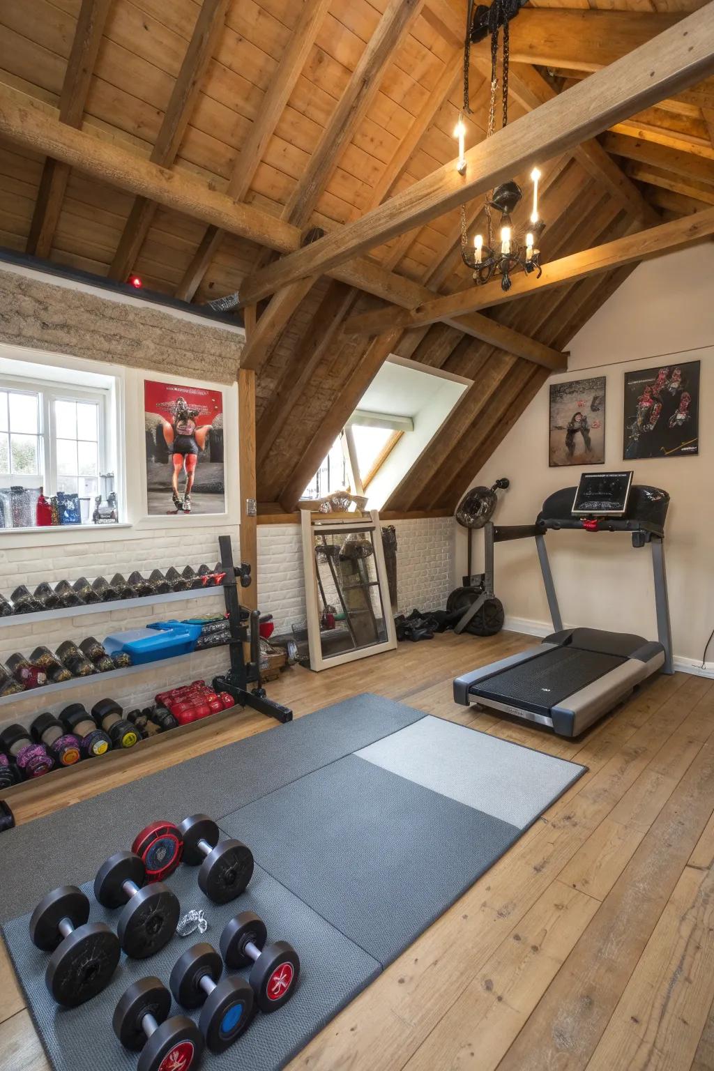A compact gym space for workouts.