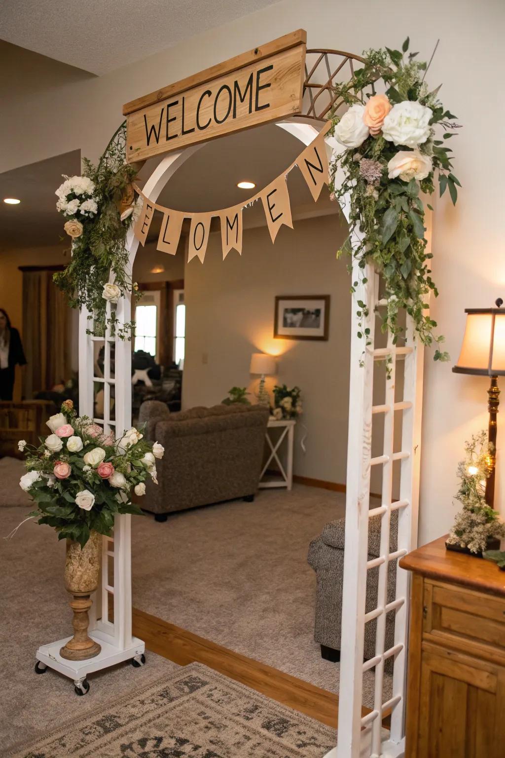 A personalized arch presenting custom lettering for an endearing touch.