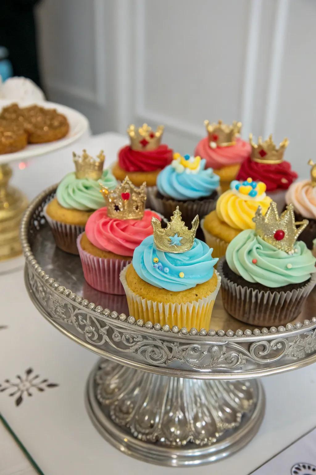 Royal frosting tiara cupcakes fit for a little prince.