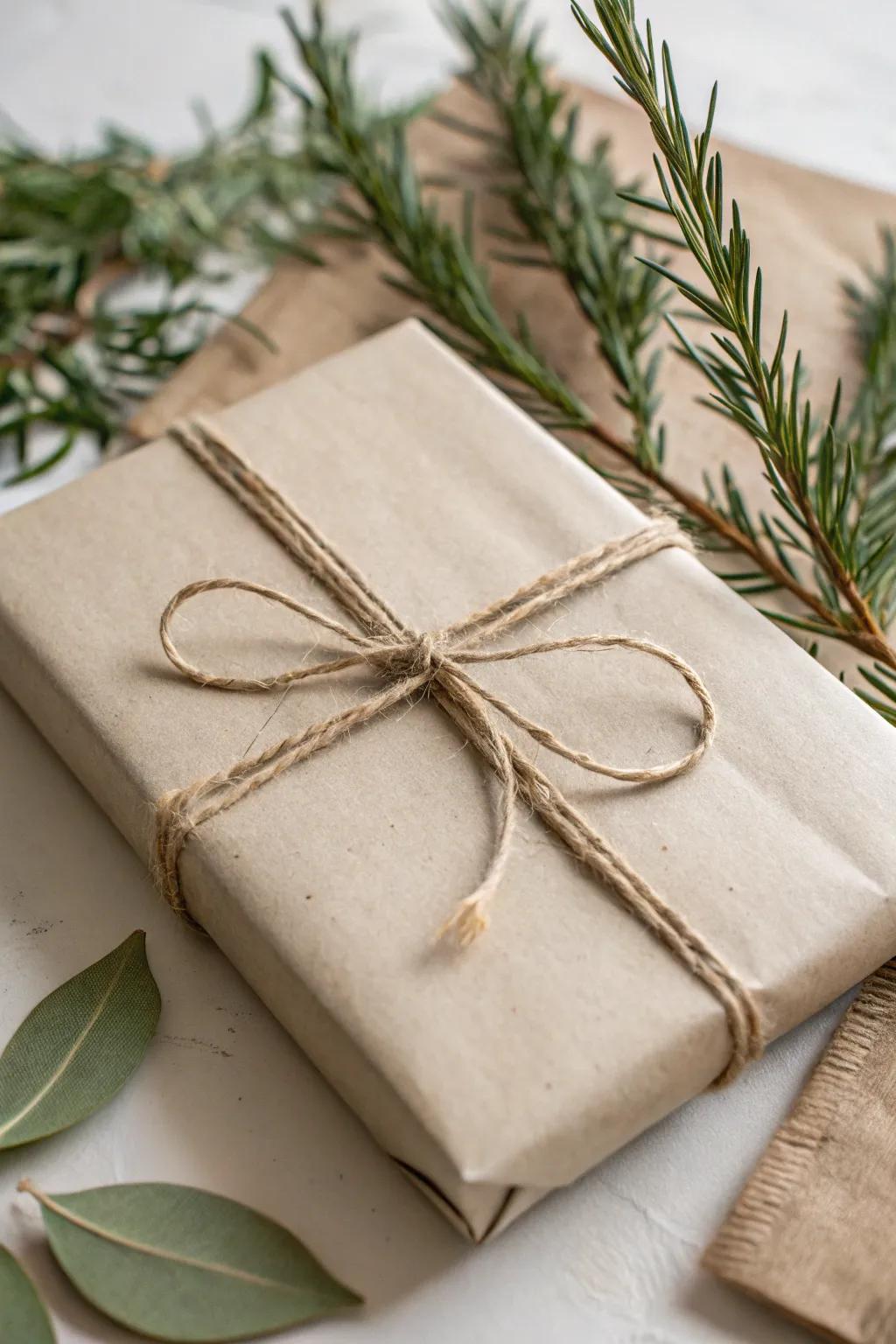 An eco-minded wrapped offering, blending sustainability with style.