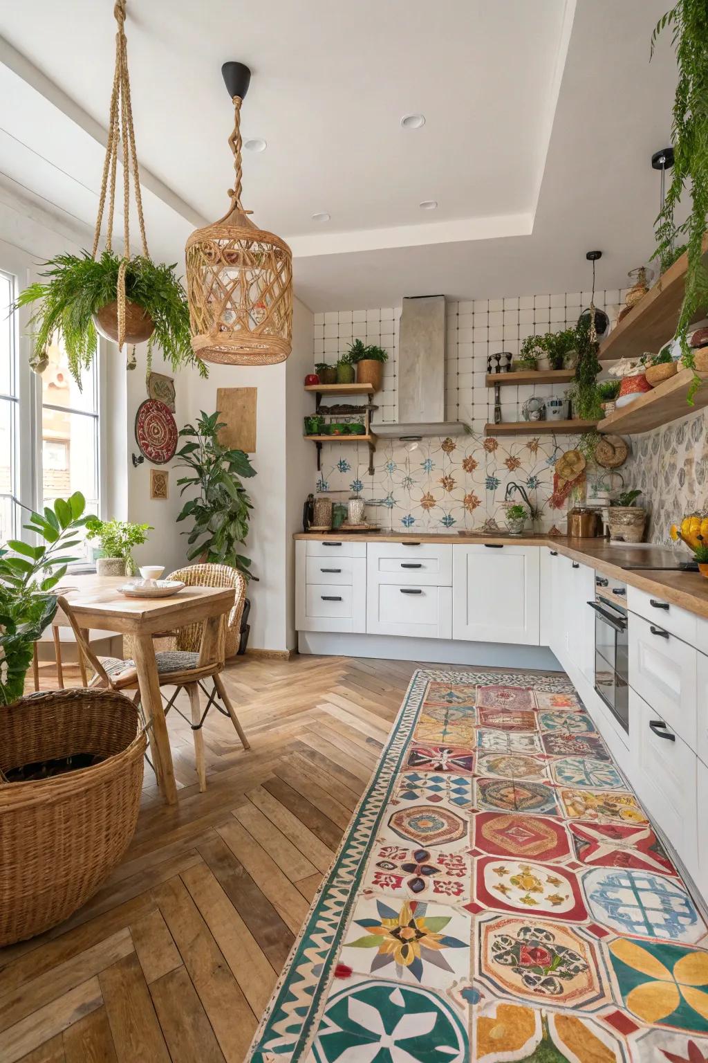 Patterned cement tiles add an exotic and vibrant charm.