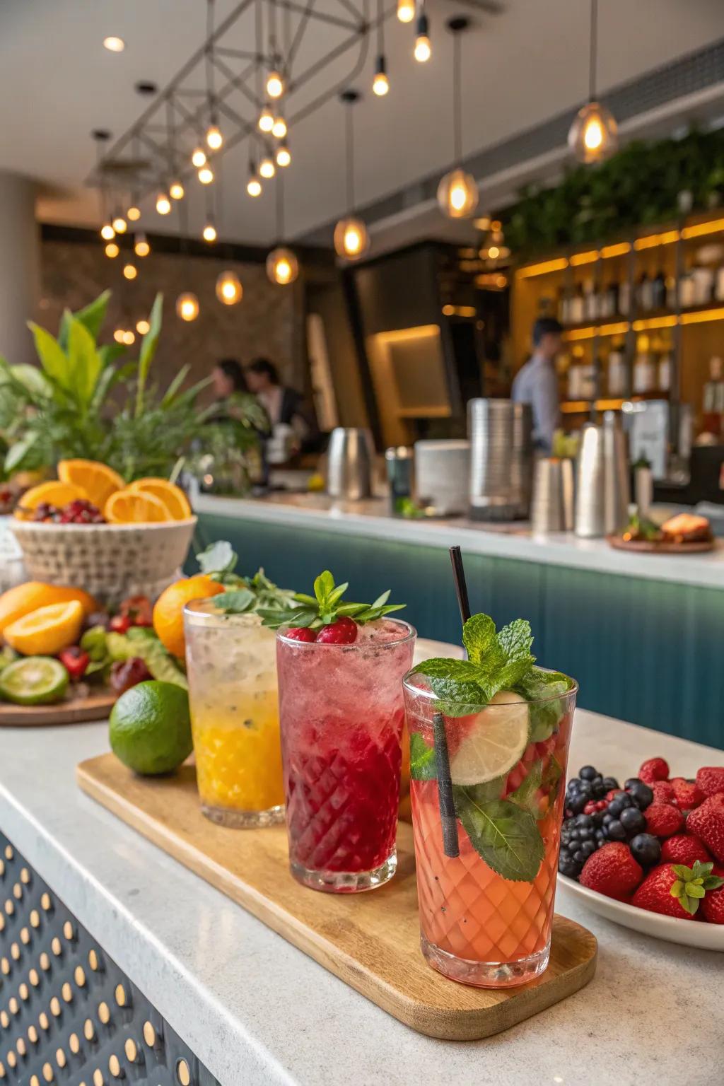 A vibrant refresher bar serving refreshing drinks.
