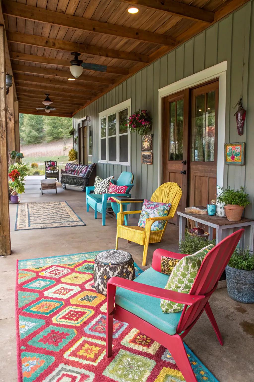 An eclectic intermix of aesthetics instills individuality into your veranda.