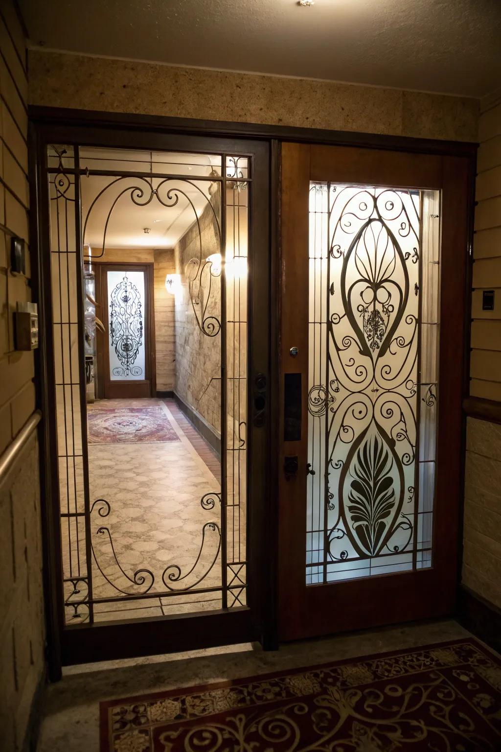 Glass panels generate a dynamic interplay of light and design.