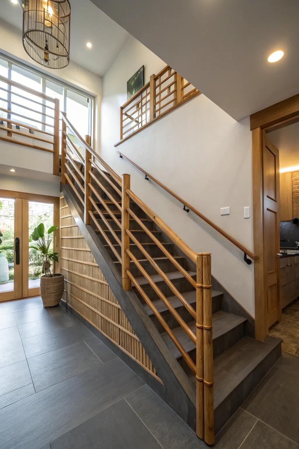 Environmentally friendly materials create a sustainable design statement.