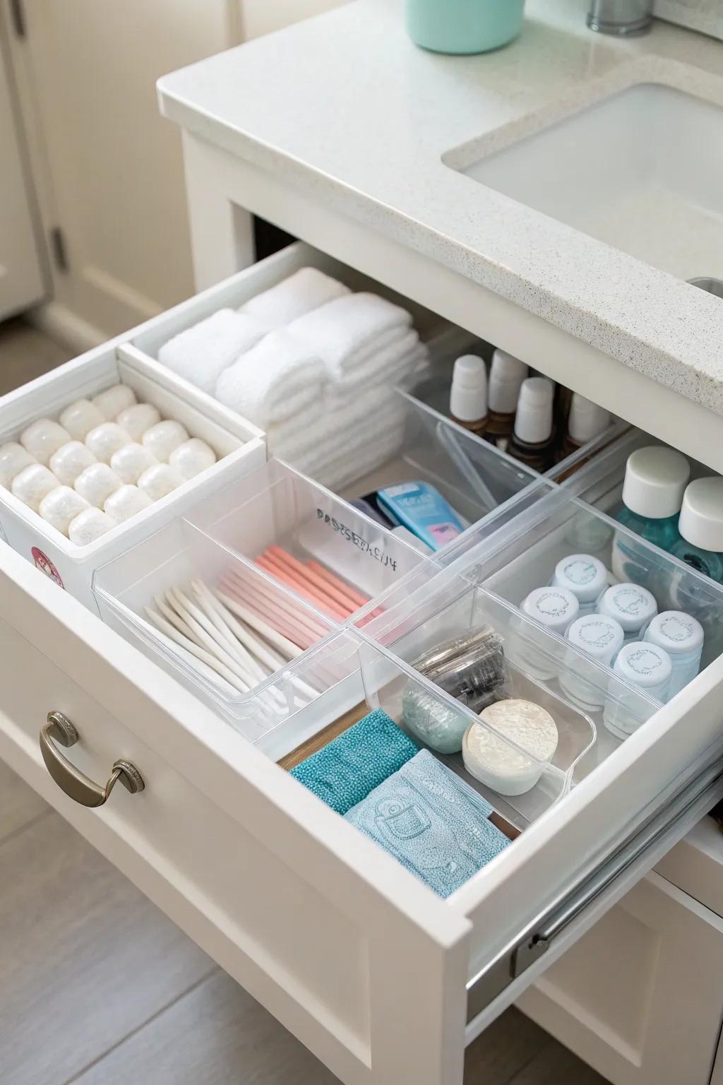 Drawer organizers ensure your smaller items are neat and tidy.