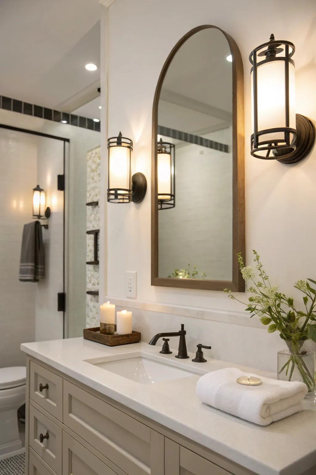 Minimalist wall lights emphasize unadorned lines and simplicity.