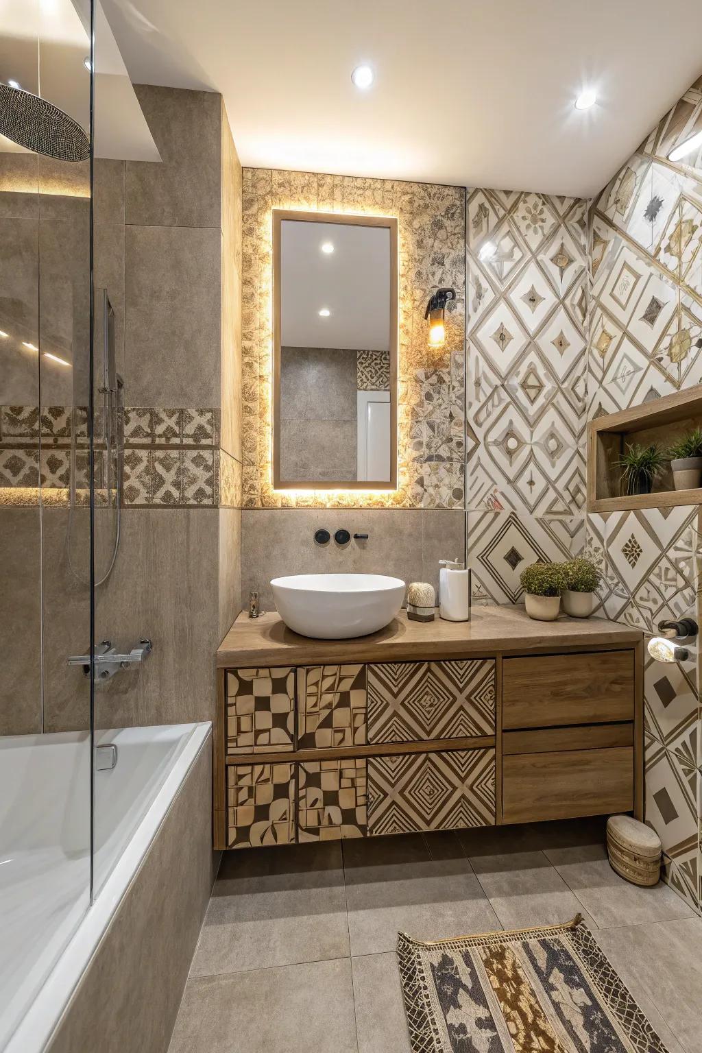 Unique tiles and textures make your bathroom a true masterpiece.