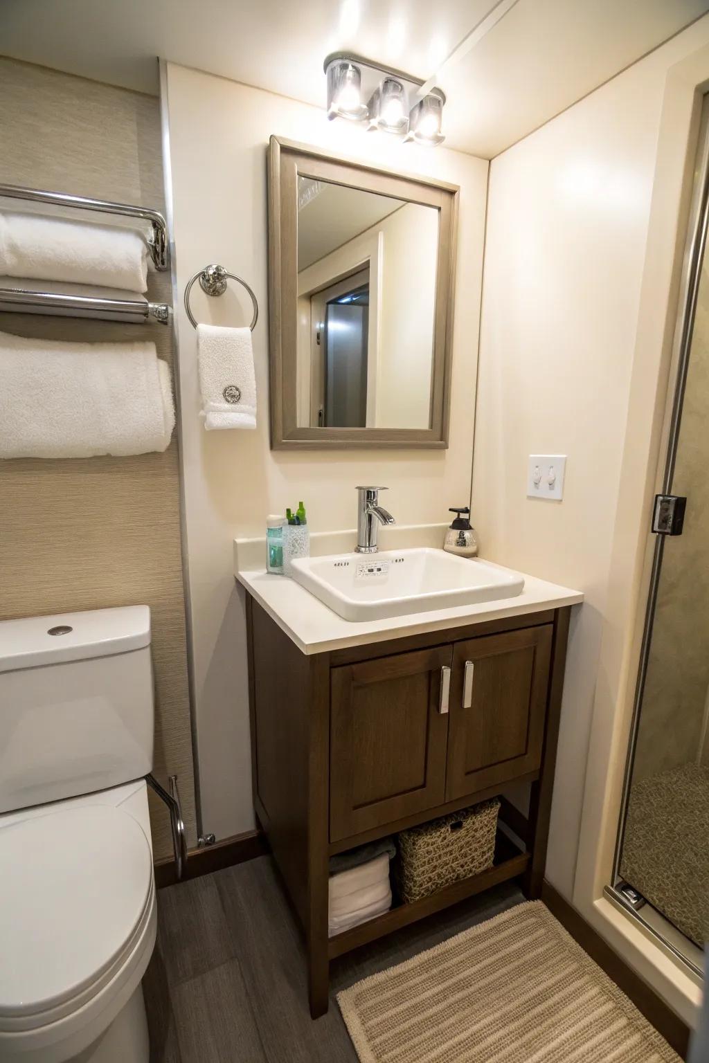 Maximize your bathroom space using smart, space-conserving solutions.