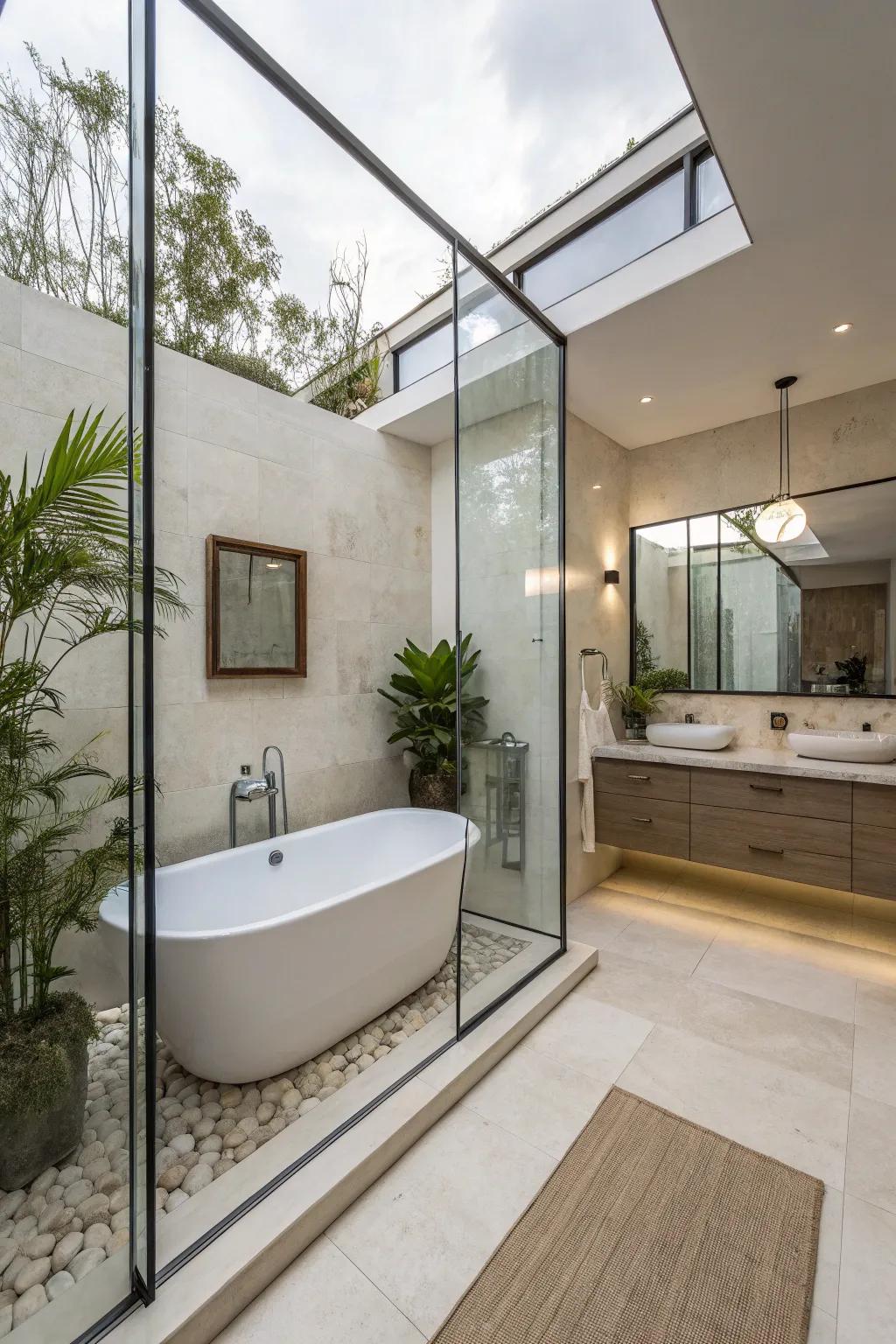 Fashion a continuous vista with glass borders.