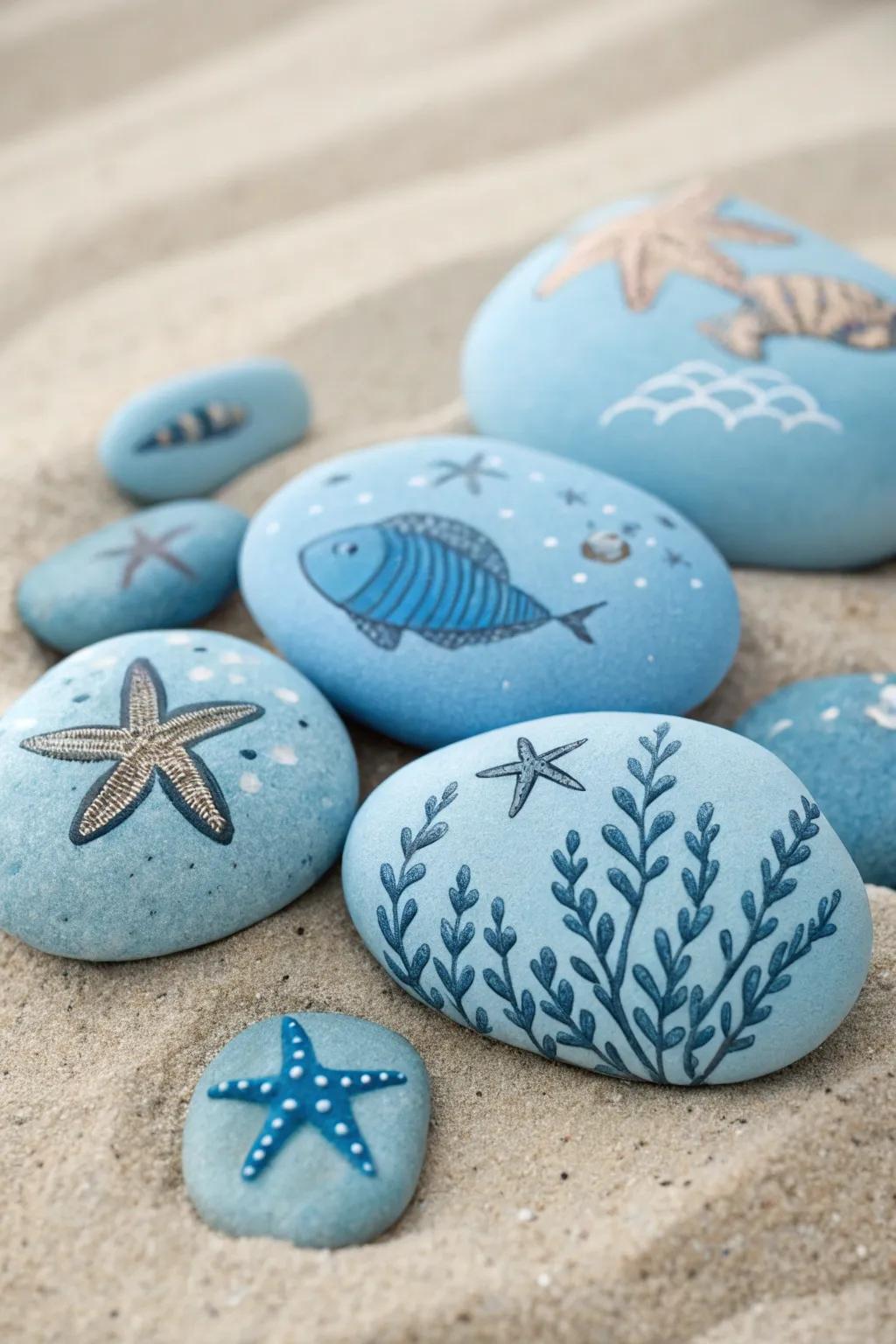 Dive into tranquility with this enchanting pebble art, perfect for creating a serene underwater escape in your space.
