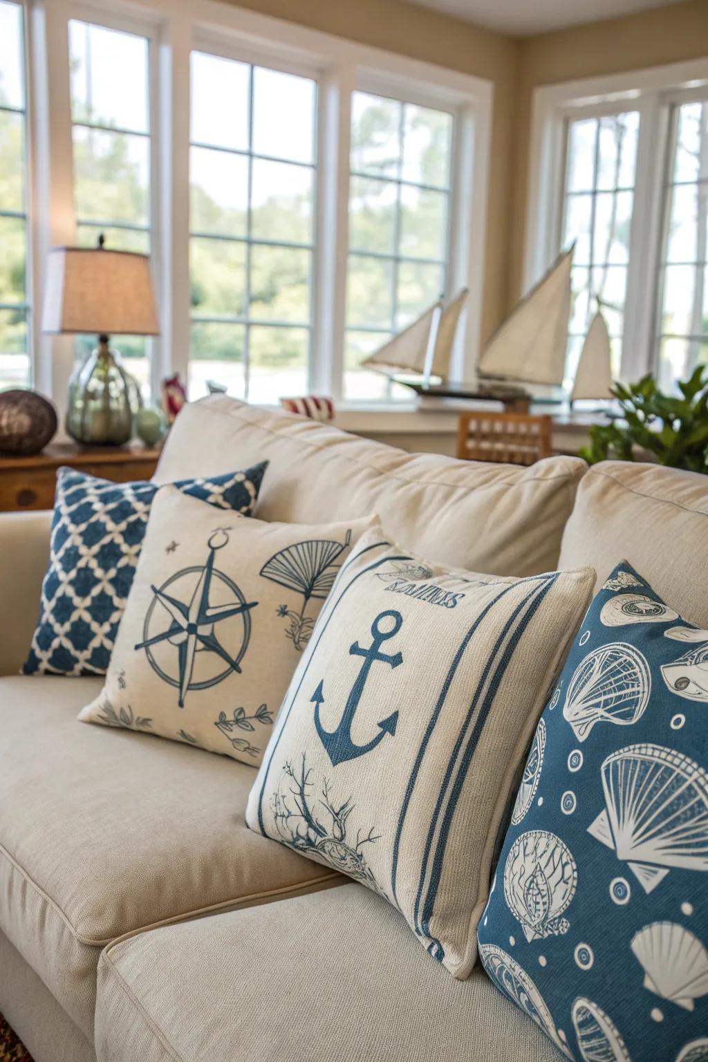 Elevate your living space with vibrant ocean-inspired decorative cushions.