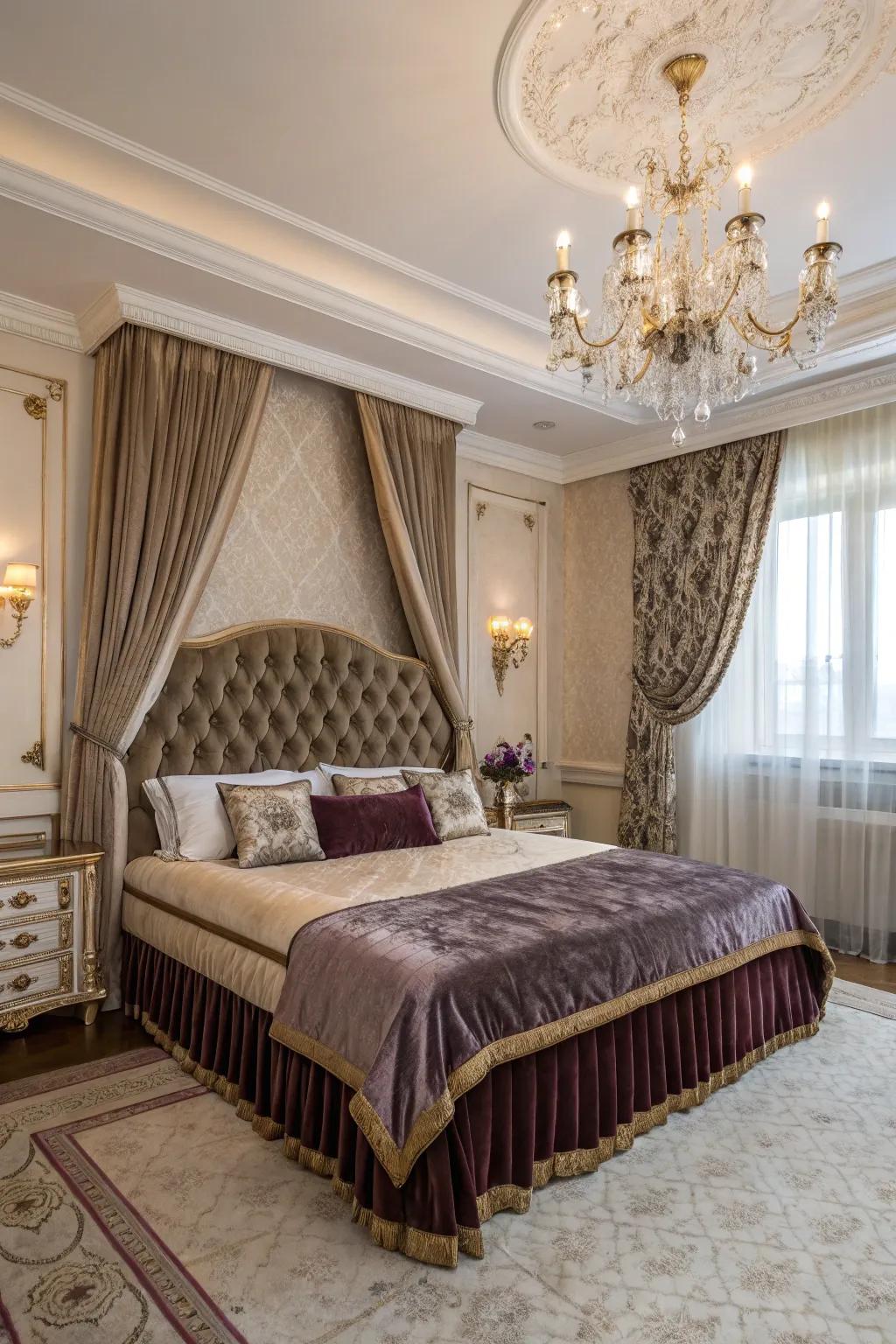 Velvet adds richness and luxury to any bedroom setting.