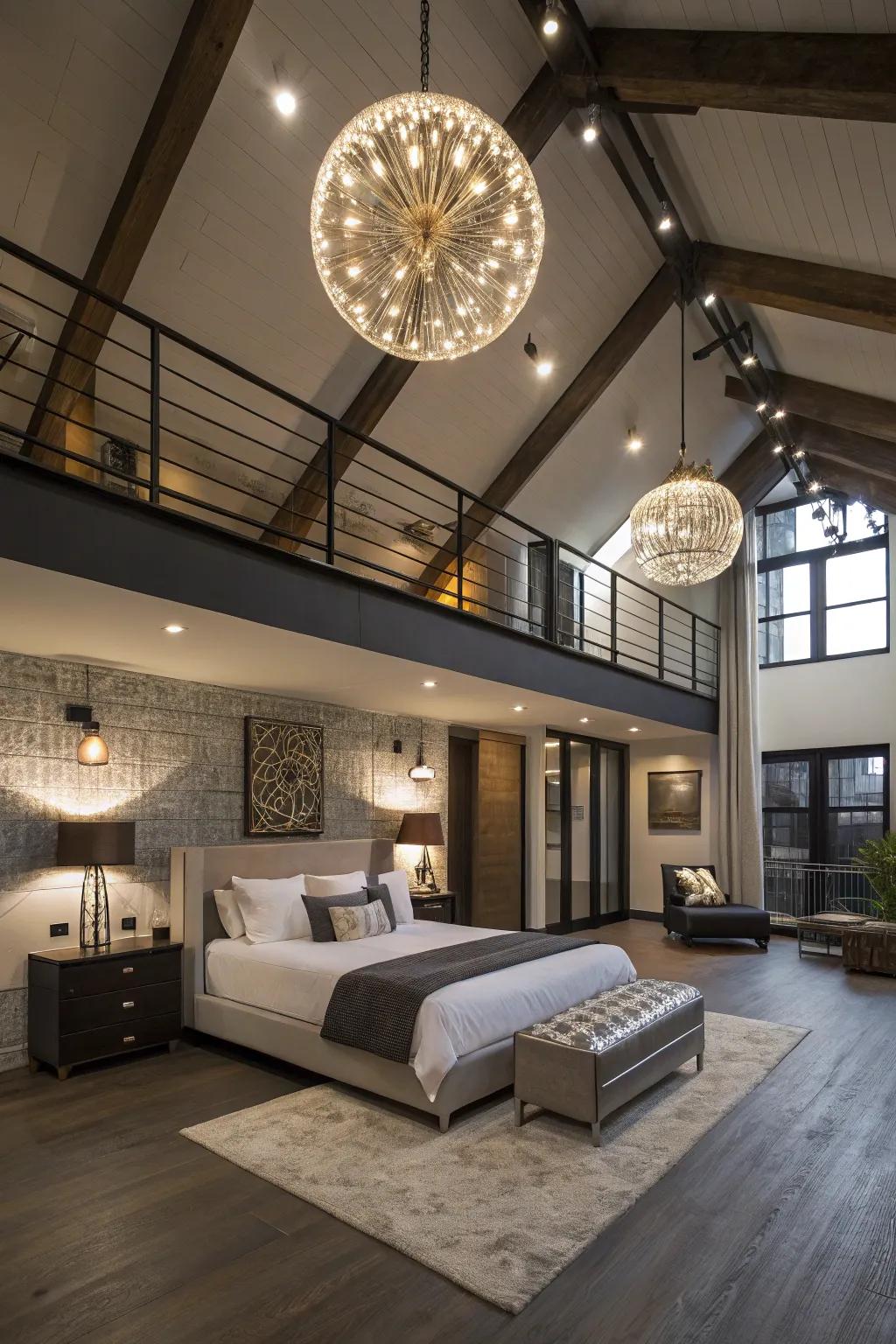 Brighten your loft with striking lighting fixtures.