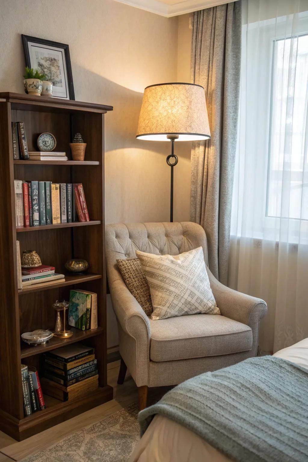 Create a quiet reading area for a peaceful escape in your bedroom.